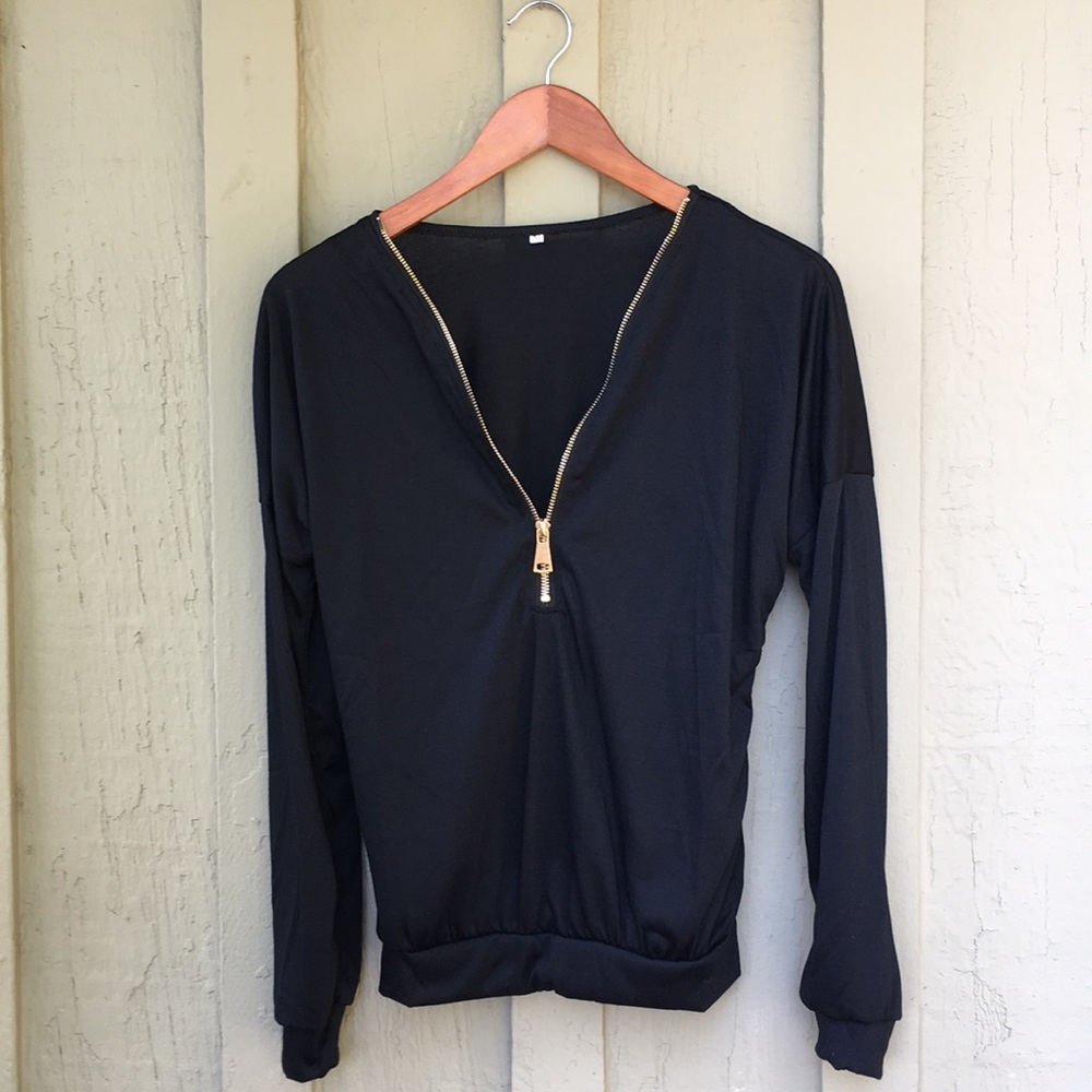 New! Black Gold Zip Top - Picture 2 of 6